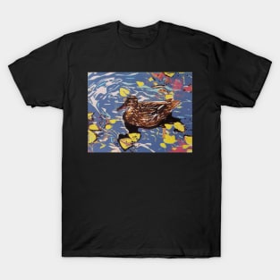 Autumn Duck woodcut T-Shirt